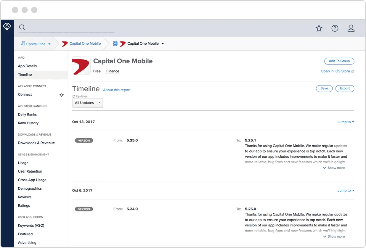 app annie competitive data on the best in class features