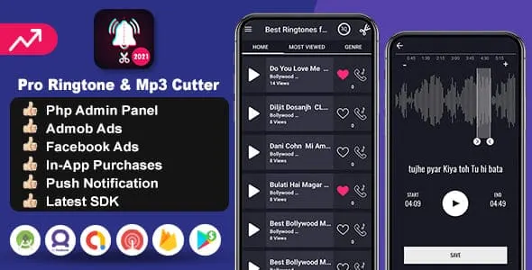 pro ringtones mp3 cutter app android source code with admin panel